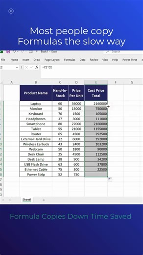 Stop dragging formulas in Excel 😲 #excel #productivity #exceltips