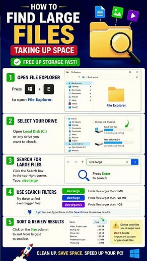 📦 How to Find Large Files Taking Up Space in Windows! #Shorts #techtips #windowssecurity
