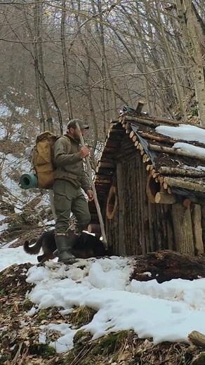 Bushcraft Log Shelter in the Wild#bushcraft #outdoor #survival #build #craftingvisionary #fyp | CraftingVisionary