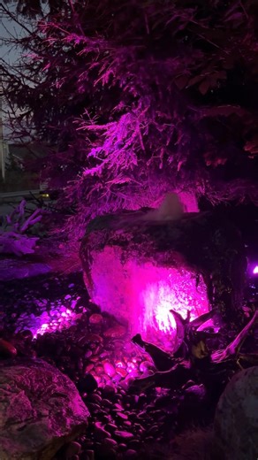 2.4K views · 21 reactions | Bring your fountain to life after dark! ✨ Add color-changing lights for the perfect pop of color and extra sparkle. #WaterFountain #LandscapeDesign #BackyardFountain | Garden State Koi Pond & Waterfall Design Center | Facebook