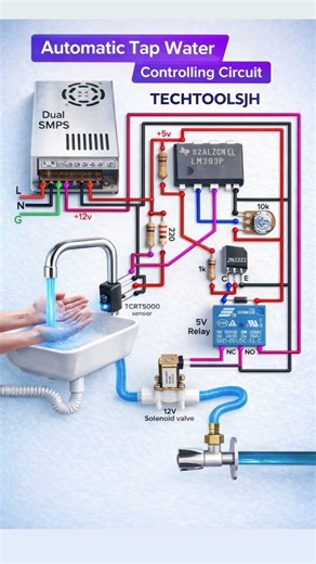 automatic tap water system controlling connection circuit diagram #shots #electrical #electrician