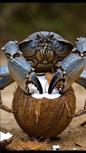 Coconut crab eating coconut #4kwildlife