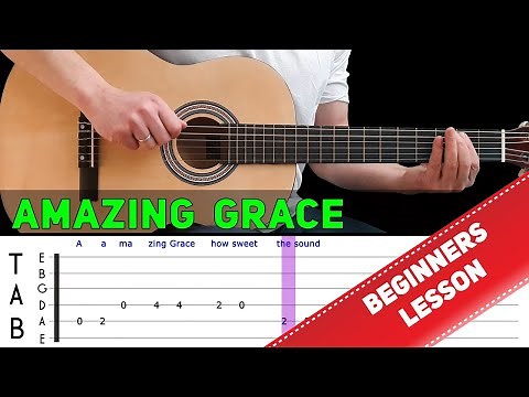 AMAZING GRACE | Easy guitar melody lesson for beginners (with tabs)
