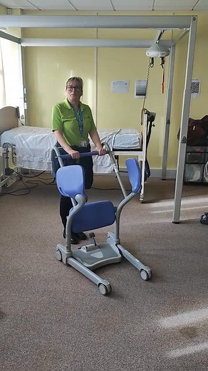 Brakes on or off when using a Sara Stedy? Come back later to see if you're correct! #SaraStedy #Care #Carework __________ *Please note our videos are not intended as a training tool, but as a sneak peek into our training courses. Videos can be snippets of or relevant to a larger conversation, specific scenario or exercise. | First City Nursing & Care