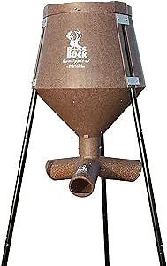 BOSS Buck 200 LB Deer Feeder/Hunting Durable Lightweight Plastic UV Protected Windproof Waterproof Gravity Feed System with Protein 3 Feed Tubes Head