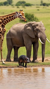 3.3M views · 23K reactions | Elephant & Giraffe Rescue Baby Hippo! #wildlife #animals #rescue | Paul & Friends | Facebook