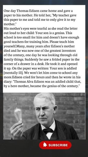 Thomas Edison’s Mother’s Inspiring Story | The Letter That Changed History #shorts