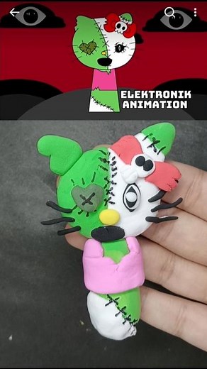 I made Sprunki OC Hello kitty phase 3 with clay #sprunki #incredibox #shorts #viral