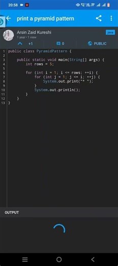 # print a pyramid pattern# java programming ❤️💕