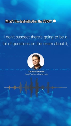 What’s the deal with AI in the #CCNA now? And why did we make this decision, anyway? 🧐 Community Manager Matt Saunders and Lead Technical Advocate Kareem Iskander break down the details in our latest episode of the Cisco Learning Network Podcast. #CiscoCert #Cisco #NetworkEngineer | Learn with Cisco