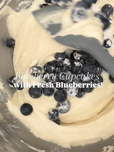 light, moist, and fluffy blueberry cupcake made with FRESH blueberries 😋🫐 Tell me, which fruit is your favorite inside of a delicate cupcake? 👉🏼Recipe👇🏼 https://gingersnapsbakingaffairs.com/blueberry-cupcakes/ #blueberrycupcakes #blueberries #baking #baker #cupcakevideo