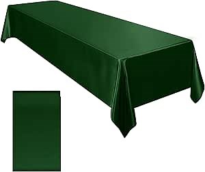 Ruisita Satin Party Tablecloth Table Cover 58 x 102 Inches Wedding Rectangle Bright Silk Tablecloth Smooth Fabric Tablecloths Table Decor for Wedding Banquet Party Decoration, Dark Green