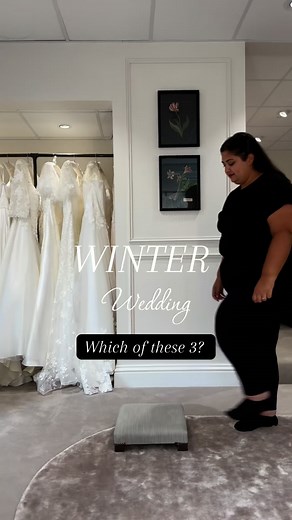 Winter wedding but which wedding dress should our bride Chloe pick? #plussize #plussizeweddingdress #weddingdressinspo #weddingdressshopping #plussizebride www.bridalsuitegowns.co.uk | The Bridal Suite PLUS SIZE Wedding Dress Shop