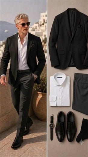 Black Suit, White Shirt — The Timeless Men’s Style 🔥🖤#MensFashion #MensStyle #LuxuryStyle