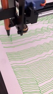 Artwork by @wearelaurdesign Waves 3 WIP 2024 Third iteration, wavy surface created through several joined curves. Happy to finally be plotting it in @staedtler green pigment liner. Using @idrawpenplotter machine. Plotted on A3 white paper. #blue #lines #waves #art #artist #creative #2024 #plot #plotterdrawing #plotlands #pen #penplotterart #penplot #nzartist #parametric #parametricart #script #code #grasshopper #rhino #rhino3d #green #wip | IDraw Pen Plotter By UUNA TEK | Facebook