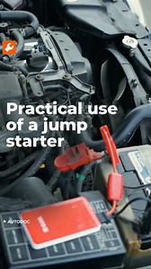 Practical Use of a Jump Starter ⚡🚗Dead battery? No problem! A jump starter can get you back on the road in minutes. Just connect the clamps, power it on, and start your engine—quick and hassle-free! Want to see it in action? Check out the video! 🎥👇 #CarHacks #JumpStarter | autodoc.eu