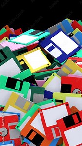 3.5 Floppy Disk Diskette Falling Portrait Vertical Video Animation Transition Transparent Background Alpha Channel