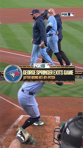 Springer limps off field after being hit in the knee cap 😬 #MLB #BlueJays #Injury #ALCS
