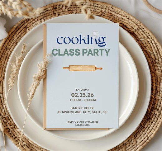 Home Cooking Party Invitation Template, 5x7 Editable Printable Digital Download - Etsy