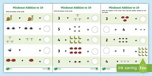 Minibeast Themed Addition With Pictures Worksheets