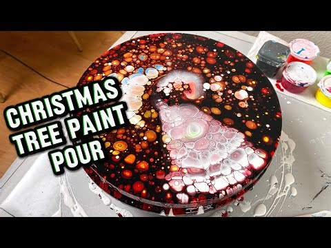 Christmas Tree Paint Pour - Cloud Funnel Technique