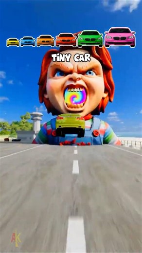 🌟Tiny Car vs Chucky Portal… and Turns ULTRA HUGE! 🌟 #shorts #beamngdrive