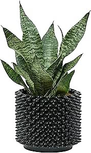 WOVEN ST. Planter Set | Unique Flower Pots | Lightweight Modular Construction | Best for Plant Growth Indoor & Outdoor Plants | 10 x 8.5 Inches | Modern Decorative Pots | Pack of 4 | Black