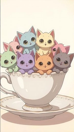 Tiny Rainbow Kittens in a Porcelain Teacup 🌈🐾 | Cutest Thing You’ll See Today!