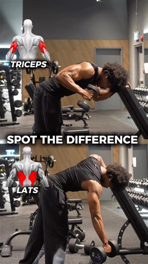 How To Actually Target Your Triceps vs Lats with Dumbbell (triceps kickback vs single arm row)