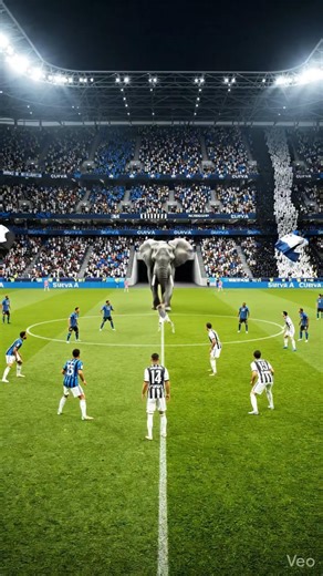 Un elefante invade il campo durante il derby tra Juventus e Inter #funny #ai #humor #elefant