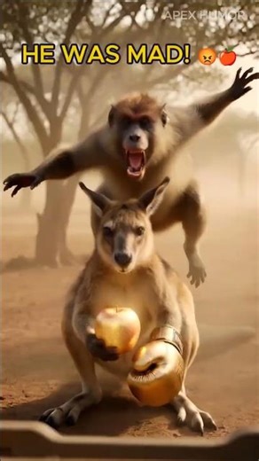 Baboon tries to steal the Champion's Golden Apple! 🍎🥊 #shorts