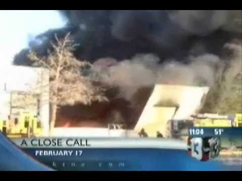 Tilt Up Warehouse fire with wall collapse. Near Miss!