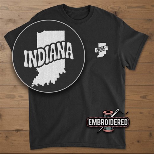 Indiana Embroidered Shirt, Indiana State T-shirt, IN Gift - Etsy