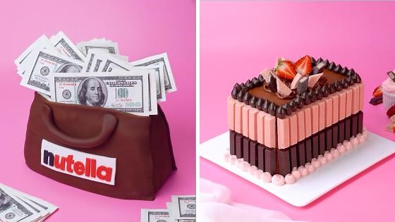 How to Make Chocolate Money Bag and Strawberry Layer Cake