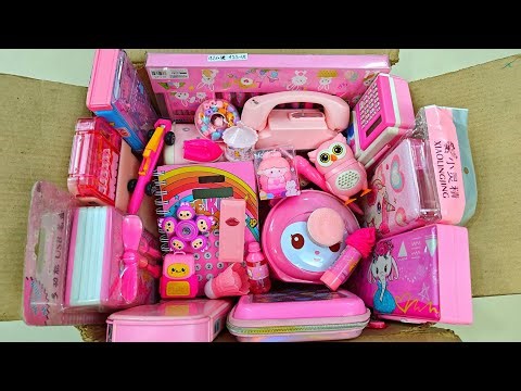 Pink Stationery Items 📚, Collection of pencil box, school stationery, pen, pencil, pink toy, eraser