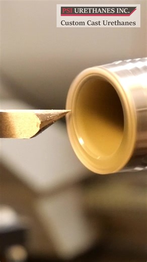 Machining urethane is an art! This is how PSI Urethanes machines a chamfer using a manual lathe #polyurethane #manufacturing #manufacturer #howto #howtodo #howitsmade #lathemachine #lathecut #machineshop #tiktok
