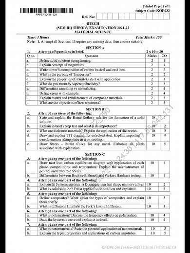 MATERIAL SCIENCE KOE-032 |AKTU BTECH 3RD SEMESTER 2022|