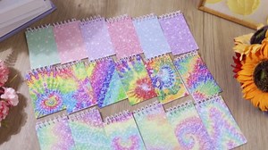 Glenmal 24 Pcs Mini Notepads for Party Favors Mini Tie Dye Notepads with Glitter Colorful Little Pocket for Gift Classroom Rewards 20 Pages Each (Multicolor)