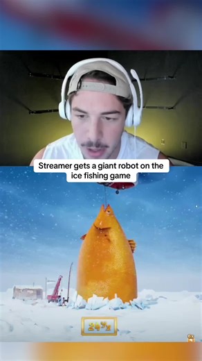 Streamer gets a giant robot on the ice fishing game #kickstreaming