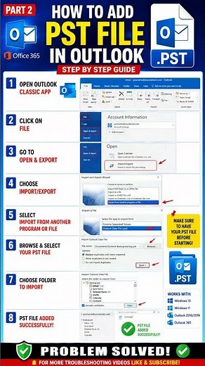 Import your PST file in Outlook easily 📂⚡Quick Outlook restore guide for every IT user 💻✅ #Outlook