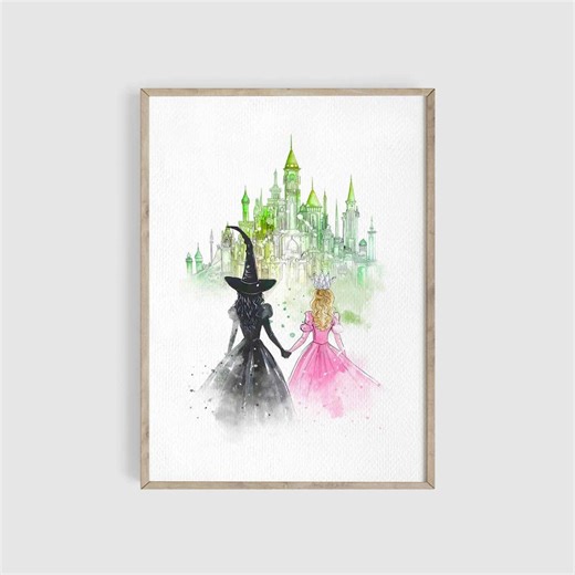 Wizard of Oz Illustration, Wicked Witch of the East, Glinda the Good Witch, Emerald City Art, Wizard of Oz Watercolor, Princess Art, Oz Art - Etsy