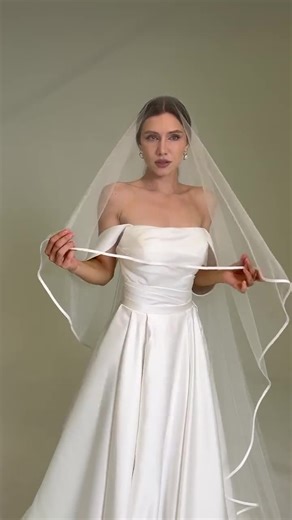 Two Tier Wedding Veil With Satin Ribbon Trim | Italian Tulle - Etsy