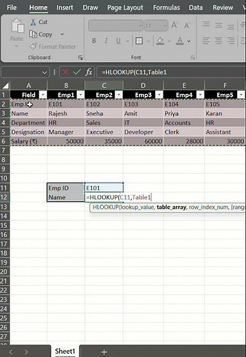 How to Use HLOOKUP Function in Excel | Excel Tutorial for Beginners