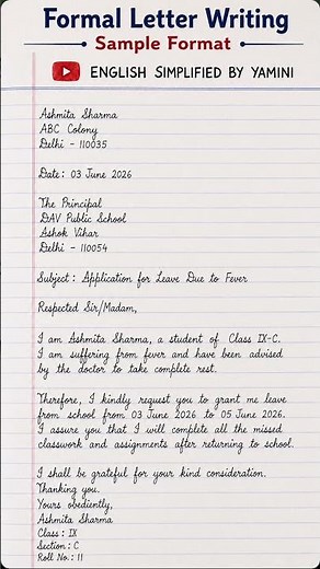 Formal Letter Writing Format | Easy Sample Letter for Exams #Shorts #englishlearning