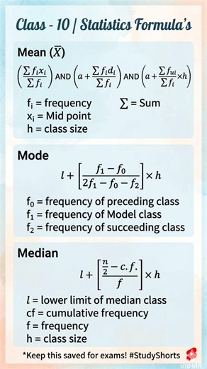 Statistics formulas for class10💯💥💥