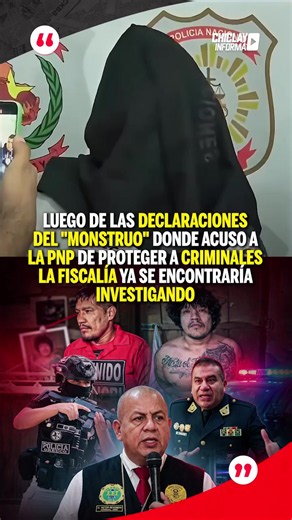 Tras las revelaciones de alias “El Monstruo”, la Fiscalía investiga presuntos actos de corrupción que involucrarían a miembros de la PNP. El cabecilla criminal aseguró que algunos delincuentes habrían recibido protección para evitar su captura. Sus afirmaciones ya son materia de investigación fiscal. #ElMonstruo #PNP #Fiscalía #PoliciaNacional #CrimenOrganizado