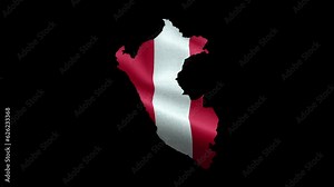 4K waving national flag of Peru on the map. Loop alpha channel seamless Peruvian flag on territory. Outline geographic country border of Niger stock video.