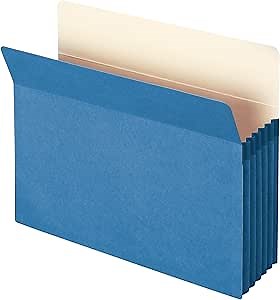 Smead File Pocket, Straight-Cut Tab, 5-1/4" Expansion, Letter Size, Blue, 10 per Box (73235)