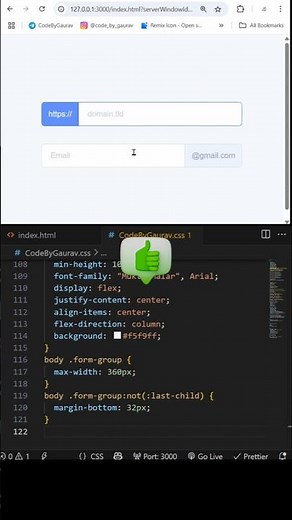 ✨ Input Group Animation using :focus-within in CSS #webdevelopment #coding #animation #shorts