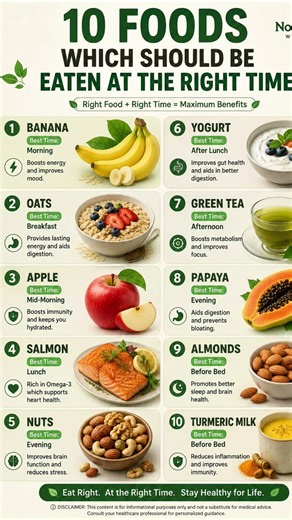 10 Foods You Should Eat at the RIGHT Time! ⏰🥗 | Healthy Eating Tips Food As Medicine #healthyhabits